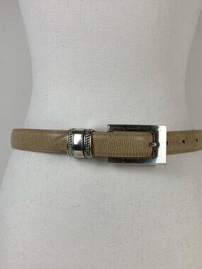 Brighton Tan Leather Belt with Silver Buckle - Size S/28 (26-29.5)